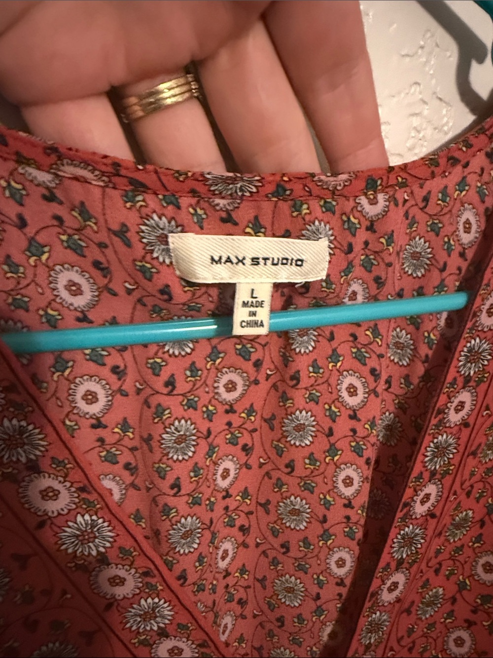 Madewell Coral Red Floral Tie-Waist V-Neck Blouse - Picture 2 of 4